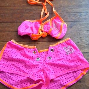Exotic dancewear Orange and pink 2 piece